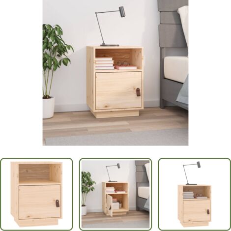 Madera maciza -  Mesita de noche madera maciza de pino 40x34x55 cm