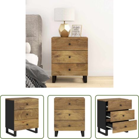 Madera maciza -  Mesita de noche madera mango madera contrachapada 50x33x62 cm