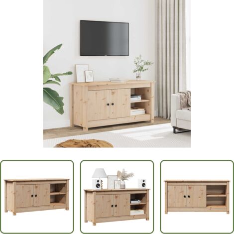 Madera maciza -  Mueble de TV de madera maciza de pino 103x36,5x52 cm