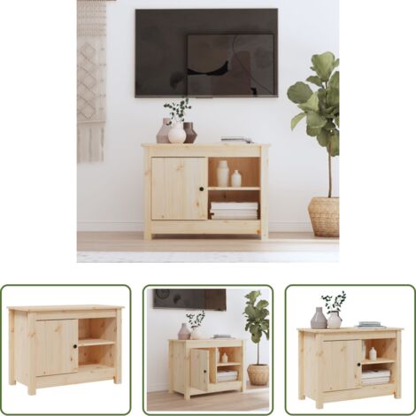 Madera maciza -  Mueble de TV de madera maciza de pino 70x36,5x52 cm