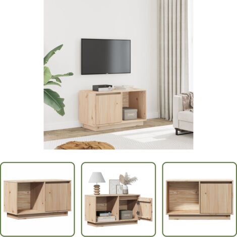 Madera maciza -  Mueble de TV de madera maciza de pino 74x35x44 cm