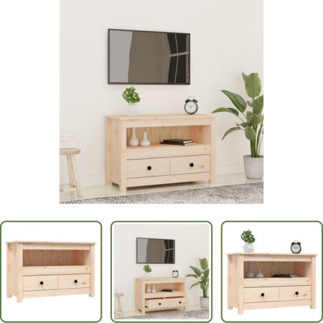 Madera maciza -  Mueble de TV de madera maciza de pino 79x35x52 cm