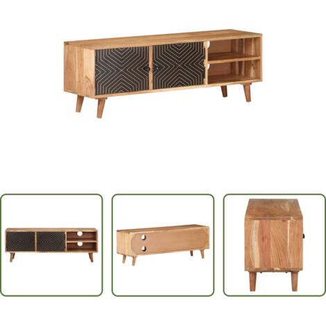 Madera maciza -  Mueble para TV madera maciza de acacia 115x30x39 cm