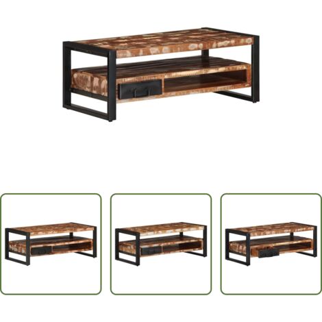 Madera maciza reciclada -  Mesa de centro multicolor 90x50x36 cm madera maciza reciclada