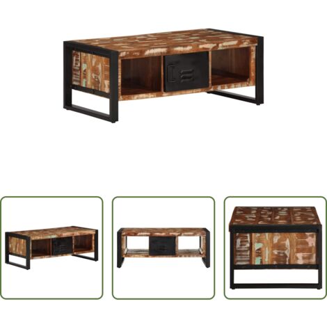 Madera maciza reciclada -  Mesa de centro multicolor 90x50x36 cm madera maciza reciclada