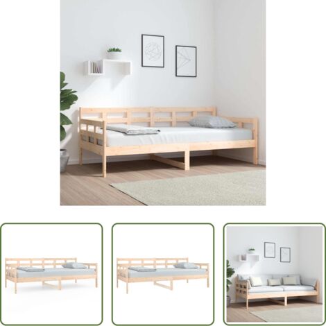 Madera maciza -  Sofá cama madera maciza de pino 90x190 cm