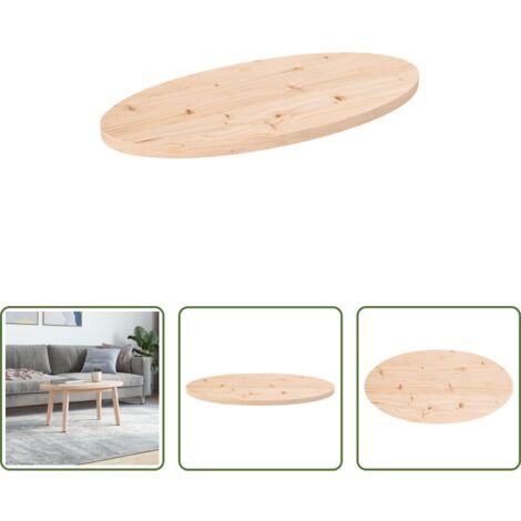 Madera maciza -  Tablero de mesa 70x35x2,5 cm de madera maciza de pino ovalado