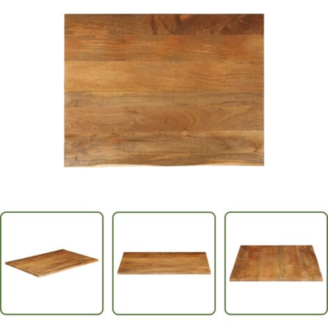 Madera maciza -  Tablero de mesa borde natural madera maciza mango 100x80x2,5 cm