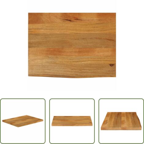 Madera maciza -  Tablero de mesa borde natural madera maciza mango 80x60x2,5 cm