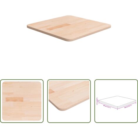 Madera maciza -  Tablero de mesa cuadrada madera de roble sin tratar 40x40x1,5cm