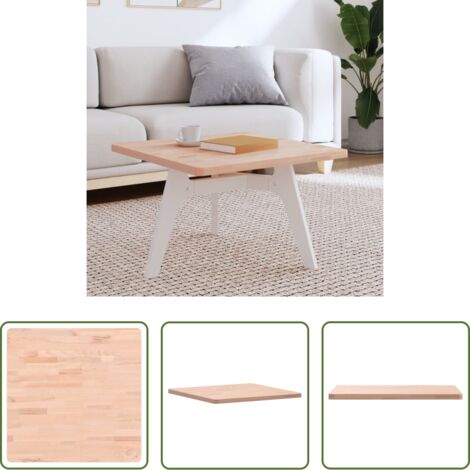 Madera maciza -  Tablero de mesa cuadrado de madera maciza de haya 60x60x2,5 cm