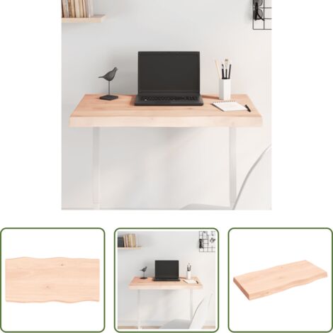 Madera maciza -  Tablero de mesa madera maciza borde natural 80x40x(2-6) cm