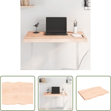 Madera maciza -  Tablero de mesa madera maciza borde natural 80x60x(2-4) cm