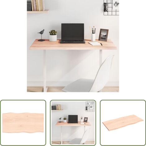 Madera maciza -  Tablero de mesa madera maciza roble borde natural 100x50x2 cm