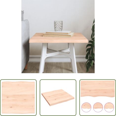 Madera maciza -  Tablero de mesa madera maciza roble borde natural 40x40x2 cm