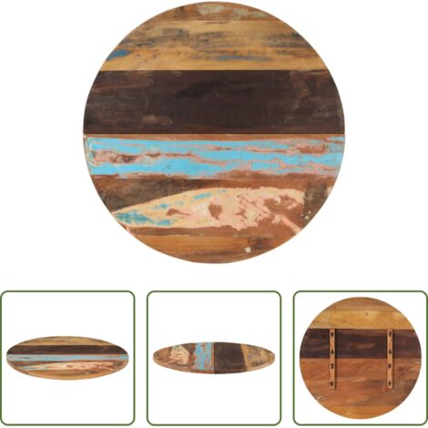 Madera maciza -  Tablero de mesa redonda 80 cm 25-27 mm madera maciza reciclada
