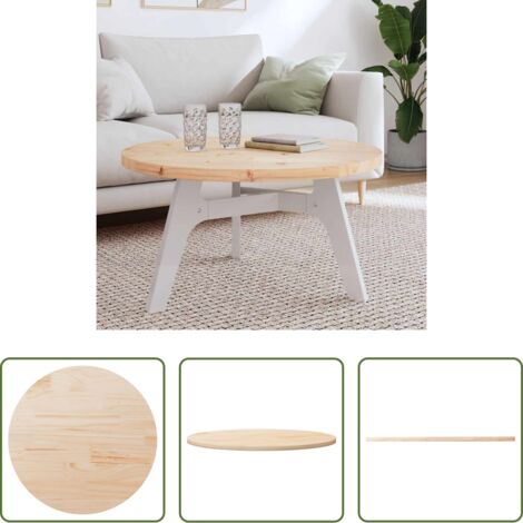 Madera maciza -  Tablero de mesa redondo madera maciza de pino Ø80x3 cm