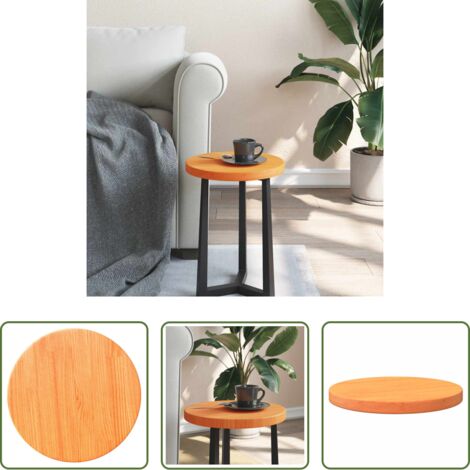 Madera maciza -  Tablero de mesa redondo madera maciza de pino marrón Ø30x2,5 cm