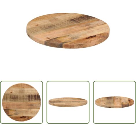 Madera maciza -  Tablero de mesa redondo madera maciza mango rugosa Ø 40x2,5 cm