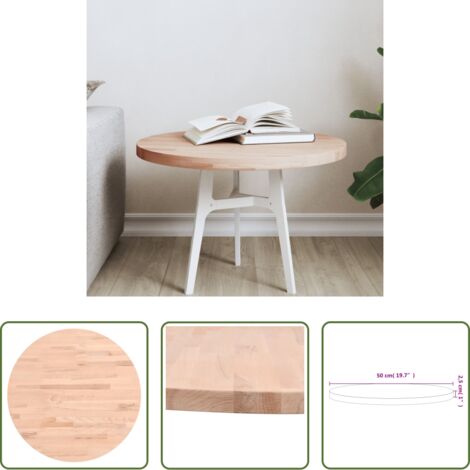Madera maciza -  Tablero redondo de madera maciza de haya Ø50x2,5 cm