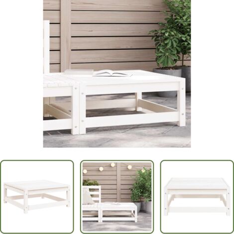 Madera maciza -  Taburete de jardín madera maciza de pino blanco 70x70x30 cm
