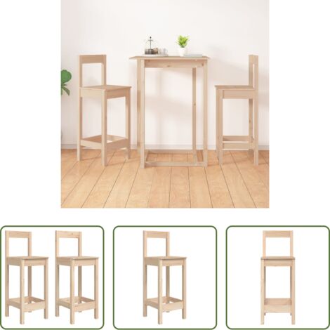 Madera maciza -  Taburetes altos 2 uds madera maciza de pino 40x41,5x112 cm