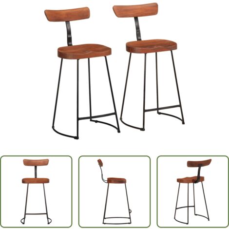 Madera maciza -  Taburetes de barra 2 uds 49x43x88 cm madera maciza de mango