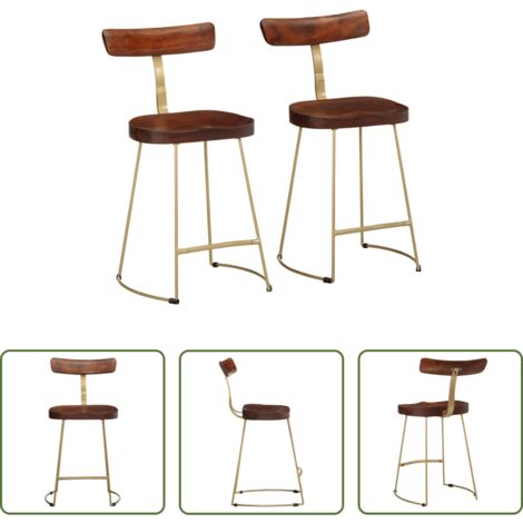Madera maciza -  Taburetes de barra 2 uds madera maciza de mango 49x43x79 cm