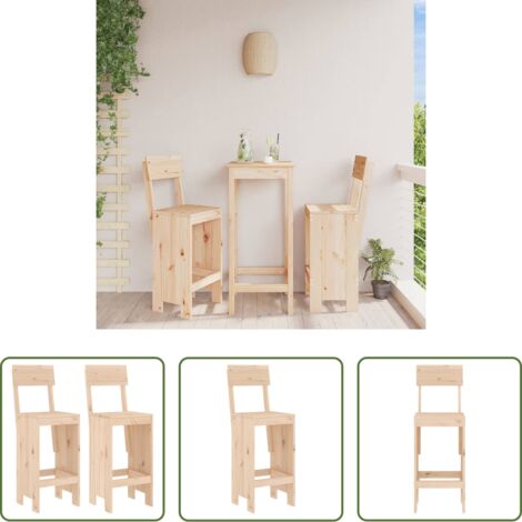 Madera maciza -  Taburetes de cocina 2 uds madera maciza pino 40x48,5x115,5 cm