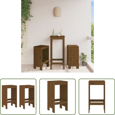 Madera maciza -  Taburetes de cocina 2 uds madera pino marrón miel 40x36x75 cm