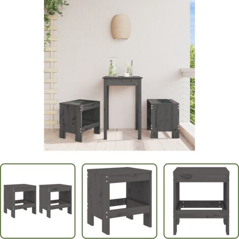 Madera maciza -  Taburetes de jardín 2 uds madera maciza pino gris 40x36x45 cm