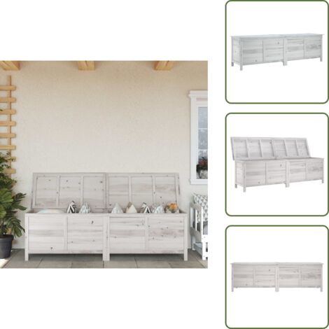 Madera maciza - vidaXL Arcón de jardín madera maciza abeto blanco 198,5x50x56,5 cm - Abeto blanco
