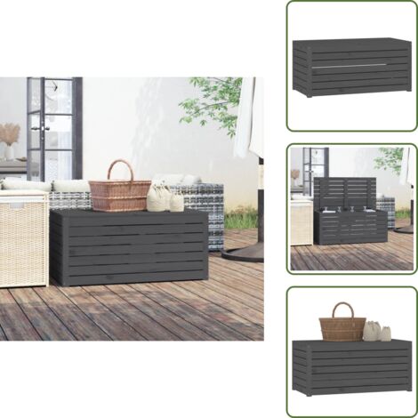 Madera maciza - vidaXL Baúl de jardín madera maciza de pino gris 101x50,5x46,5 cm - Pino gris