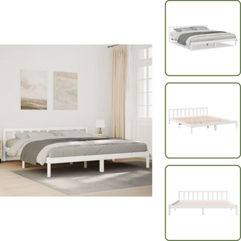 Madera maciza - vidaXL Cama extralarga sin colchón madera maciza pino blanca 200x210cm - Pino blanco