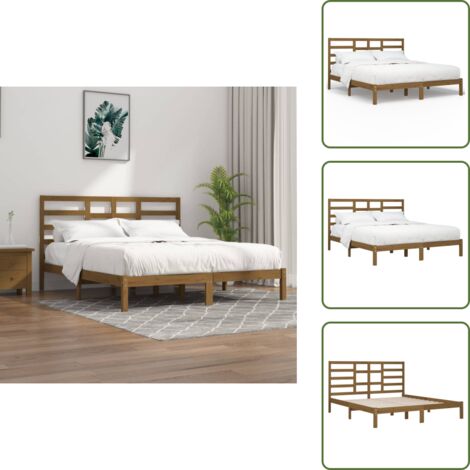 Madera maciza - vidaXL Estructura cama sin colchón madera maciza marrón miel 200x200cm - Cama de pino