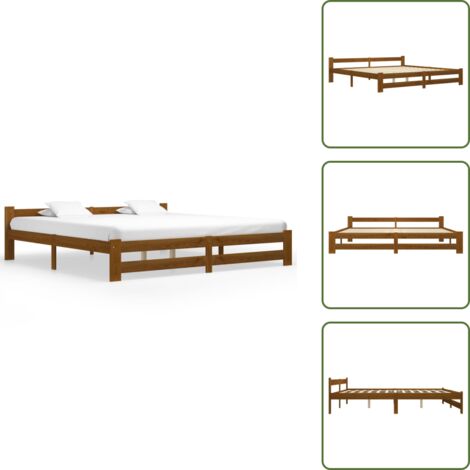 Madera maciza - vidaXL Estructura cama sin colchón madera pino marrón miel 200x200 cm - Cama de pino