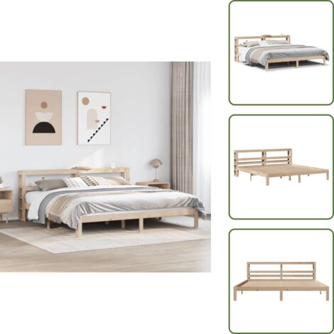 Madera maciza - vidaXL Estructura de cama con cabecero madera maciza de pino 200x200cm - Estantes de almacenamiento