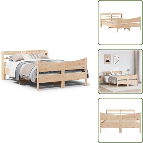 Madera maciza - vidaXL Estructura de cama con cabecero madera maciza pino 120x190 cm - Cama de pino