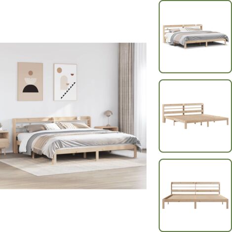 Madera maciza - vidaXL Estructura de cama con cabecero madera maciza pino 180x200 cm - Estantes de almacenamiento