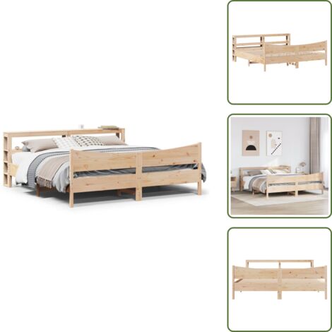Madera maciza - vidaXL Estructura de cama con cabecero madera maciza pino 180x200 cm - Pino