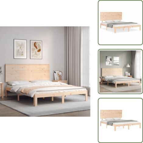 Madera maciza - vidaXL Estructura de cama de matrimonio con cabecero madera maciza - Cama de madera