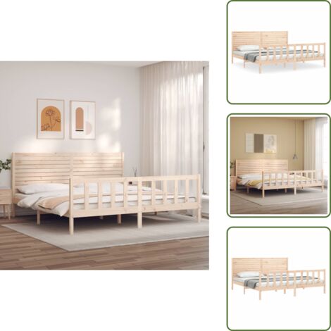 Madera maciza - vidaXL Estructura de cama de matrimonio con cabecero madera maciza - Cama de madera