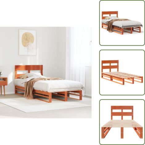 Madera maciza - vidaXL Estructura de cama sin colchón madera de pino marrón 90x200 cm - Cama de pino
