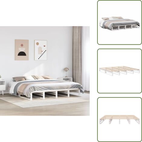 Madera maciza - vidaXL Estructura de cama sin colchón madera maciza blanca 200x200 cm - Cama de pino