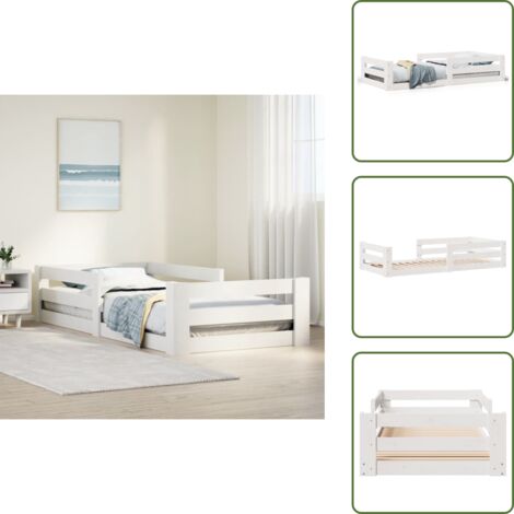 Madera maciza - vidaXL Estructura de cama sin colchón madera maciza blanca 75x190 cm - Cama de madera