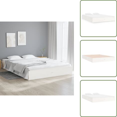 Madera maciza - vidaXL Estructura de cama sin colchón madera maciza blanco 180x200 cm - Cama de pino