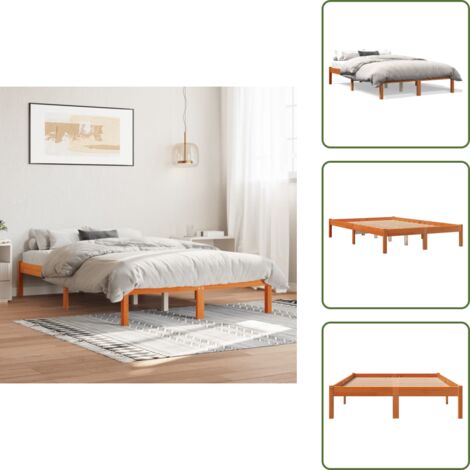Madera maciza - vidaXL Estructura de cama sin colchón madera maciza marrón 120x190 cm - Cama de pino