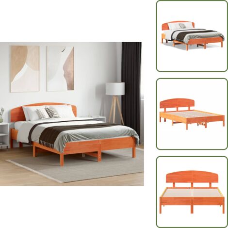 Madera maciza - vidaXL Estructura de cama sin colchón madera maciza marrón 120x190 cm - Cama de pino