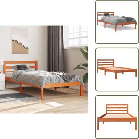 Madera maciza - vidaXL Estructura de cama sin colchón madera maciza marrón 90x190 cm - Cama de pino