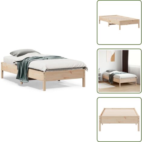 Madera maciza - vidaXL Estructura de cama sin colchón madera maciza pino 75x190 cm - Cama de pino